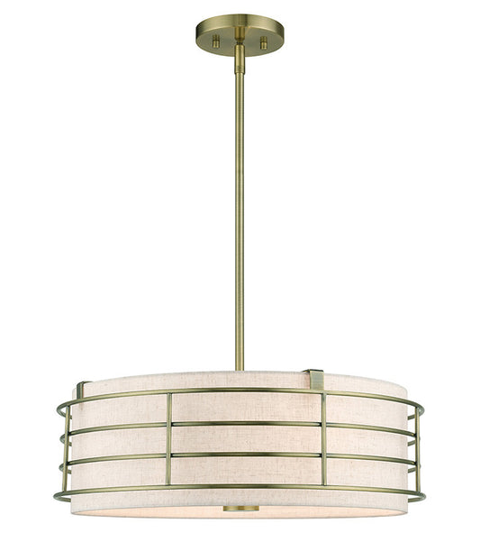 Livex Lighting Blanchard Collection 4 Light Antique Brass Pendant Chandelier 55114-01