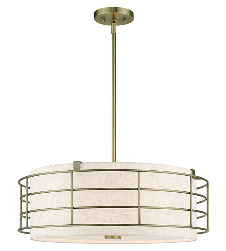 Livex Lighting Blanchard Collection 5 Light Antique Brass Pendant Chandelier 55115-01