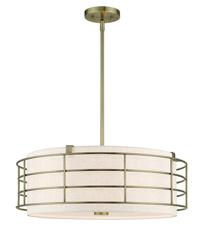 Livex Lighting Blanchard Collection 5 Light Antique Brass Pendant Chandelier 55115-01