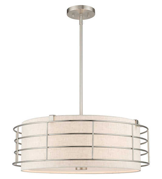 Livex Lighting Blanchard Collection 5 Light Brushed Nickel Pendant Chandelier 55115-91