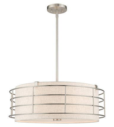 Livex Lighting Blanchard Collection 5 Light Brushed Nickel Pendant Chandelier 55115-91