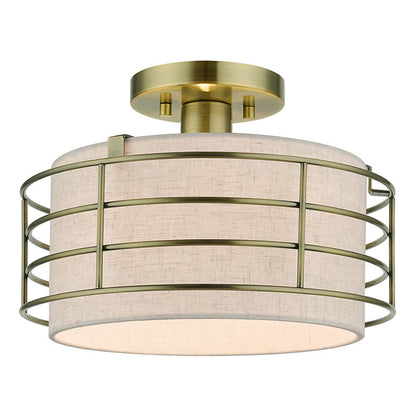 Livex Lighting Blanchard Collection 1 Light Antique Brass Medium Semi-Flush 55117-01