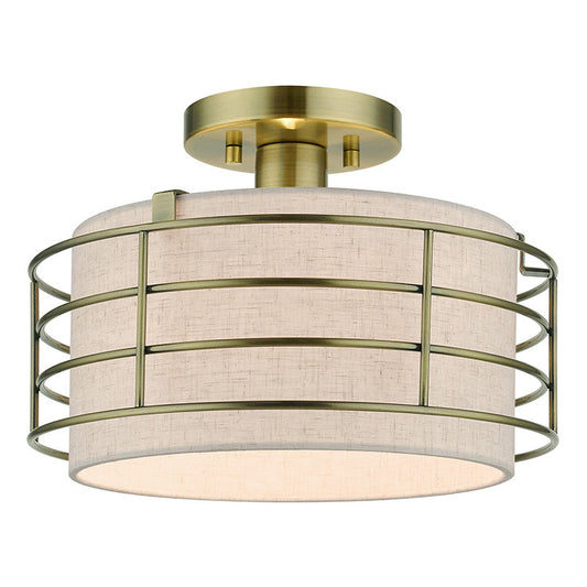 Livex Lighting Blanchard Collection 1 Light Antique Brass Medium Semi-Flush 55117-01