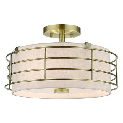 Livex Lighting Blanchard Collection 3 Light Antique Brass Large Semi-Flush 55118-01