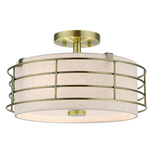 Livex Lighting Blanchard Collection 3 Light Antique Brass Large Semi-Flush 55118-01