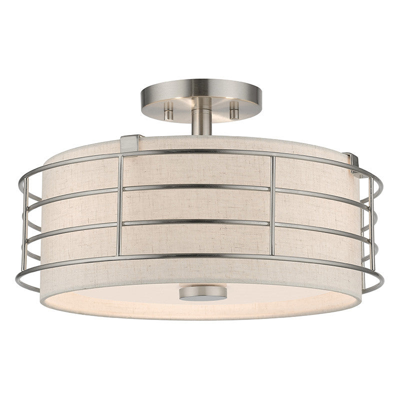 Livex Lighting Blanchard Collection 3 Light Brushed Nickel Large Semi-Flush 55118-91