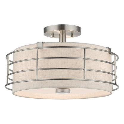 Livex Lighting Blanchard Collection 3 Light Brushed Nickel Large Semi-Flush 55118-91