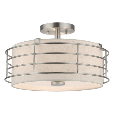 Livex Lighting Blanchard Collection 3 Light Brushed Nickel Large Semi-Flush 55118-91