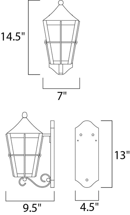 Maxim Revere LED 1-Light Outdoor Wall Lantern in Black 55332CDFTBK