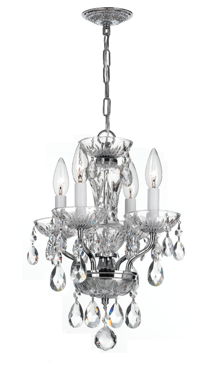 Crystorama Traditional Crystal 4 Light Clear Italian Crystal Polished Chrome Mini Chandelier 5534-CH-CL-I