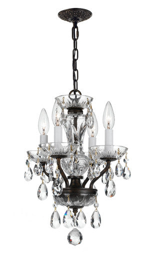 Crystorama Traditional Crystal 4 Light Clear Italian Crystal English Bronze Mini Chandelier 5534-EB-CL-I