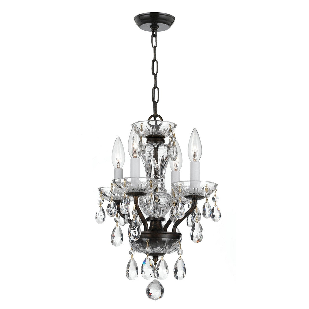 Crystorama Traditional Crystal 4 Light Spectra Crystal Polished English Bronze Mini Chandelier 5534-EB-CL-SAQ