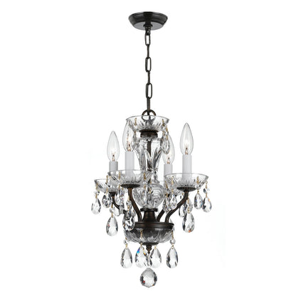 Crystorama Traditional Crystal 4 Light Swarovski Strass Crystal English Bronze Mini Chandelier 5534-EB-CL-S