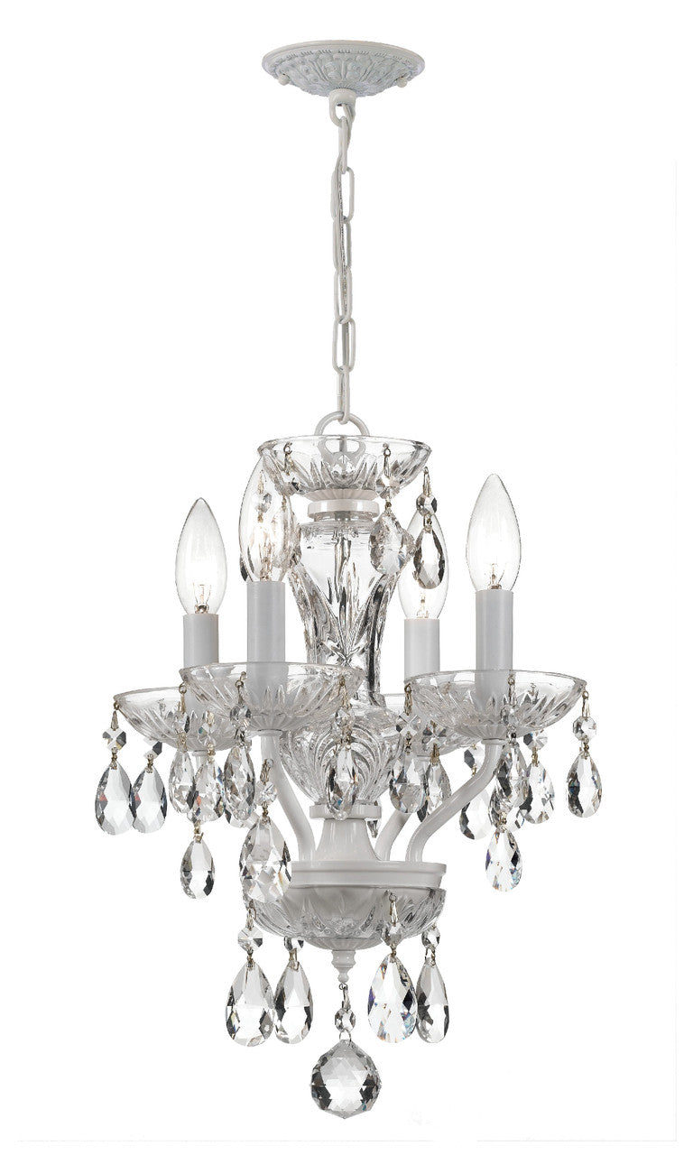 Crystorama Traditional Crystal 4 Light Clear Italian Crystal Wet White Mini Chandelier 5534-WW-CL-I