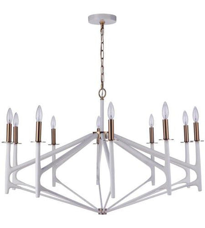 Craftmade The Reserve 10 Light Chandelier in Matte White/ Satin Brass in Matte White / Satin Brass 55510-MWWSB