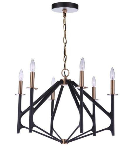 Craftmade The Reserve Chandelier 6  Light  Flat Black / Satin Brass in Flat Black/Painted Nickel 55526-FBSB