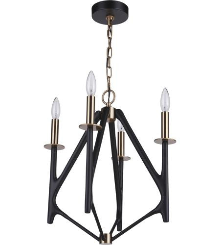 Craftmade The Reserve Chandelier 4  Light  Flat Black / Satin Brass in Flat Black/Painted Nickel 55534-FBSB