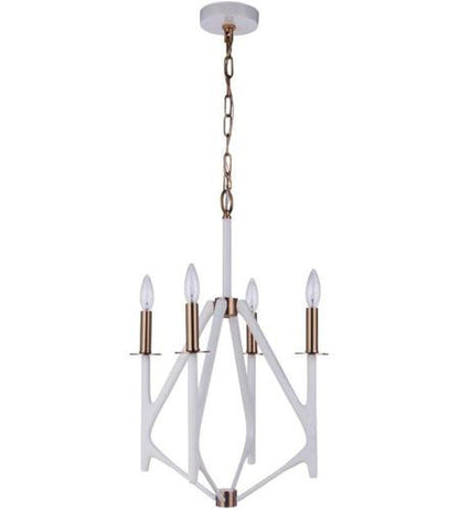 Craftmade The Reserve 4 Light Foyer Pendant in Matte White/Satin Brass in Matte White / Satin Brass 55534-MWWSB