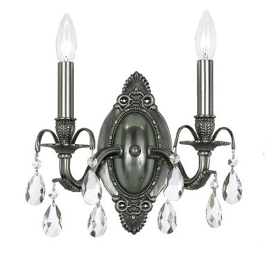 Crystorama Dawson 2 Light Spectra Crystal Pewter Wall Mount 5562-PW-CL-SAQ