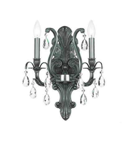 Crystorama Dawson 2 Light Spectra Crystal Pewter Wall Mount 5563-PW-CL-SAQ