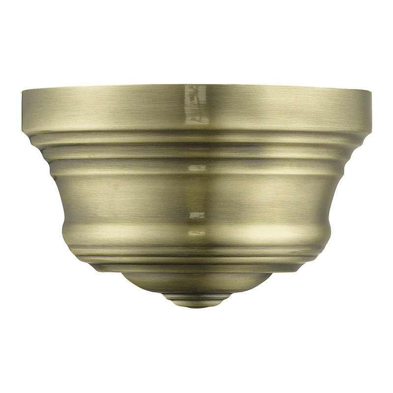 Livex Lighting Endicott Collection 1 Light Antique Brass Bell ADA Sconce with Shiny White Finish Inside 55908-01