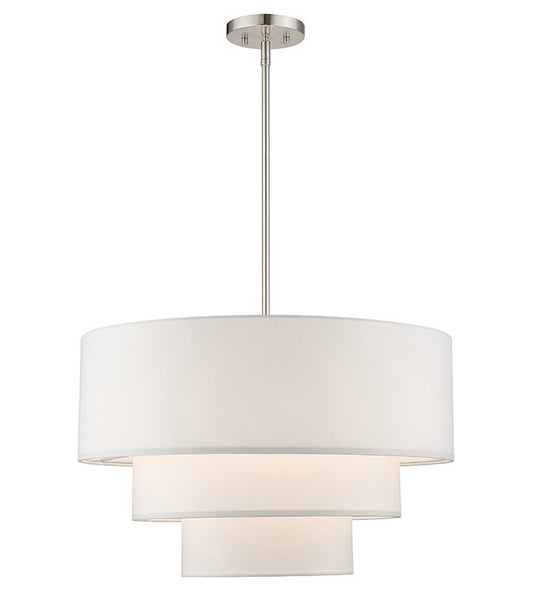 Livex Lighting Carrington Collection 4 Light Brushed Nickel Pendant Chandelier 55914-91