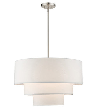 Livex Lighting Carrington Collection 4 Light Brushed Nickel Pendant Chandelier 55914-91