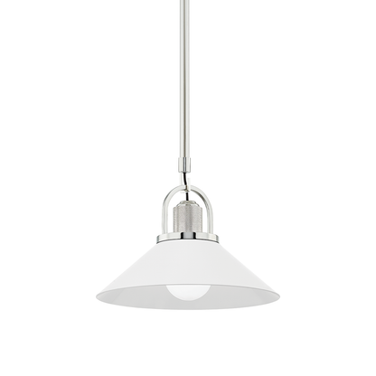 Hudson Valley Lighting Syosset Pendant in Polished Nickel/white 2613-PN/WH