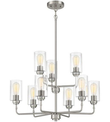 Craftmade Stowe Chandelier 9  Light in Brushed Polished Nickel 56029-BNK