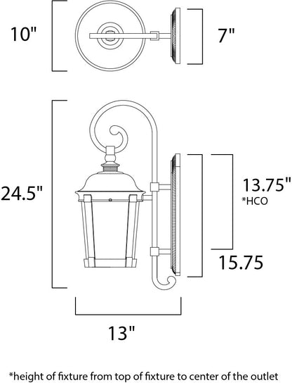 Maxim Dover LED 1-Light Outdoor Wall Lantern in Bronze 56094FSBZ