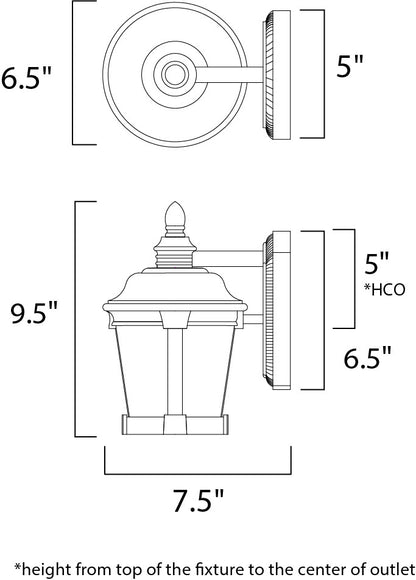 Maxim Dover LED 1-Light Outdoor Wall Lantern in Bronze 56096FSBZ