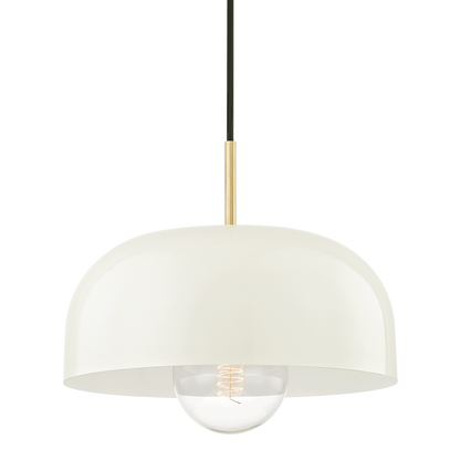 Mitzi 1 Light Pendant in Aged Brass/Cream H199701L-AGB/CR