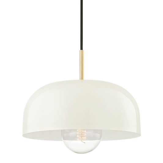 Mitzi 1 Light Pendant in Aged Brass/Cream H199701L-AGB/CR