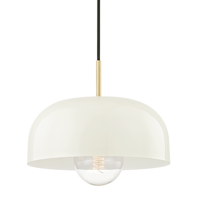 Mitzi 1 Light Pendant in Aged Brass/Cream H199701L-AGB/CR