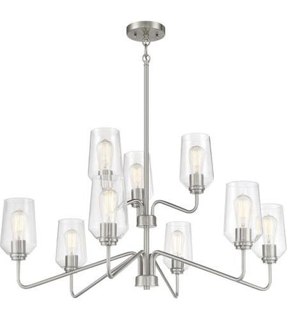 Craftmade Shayna Chandelier 9  Light in Brushed Polished Nickel 56129-BNK