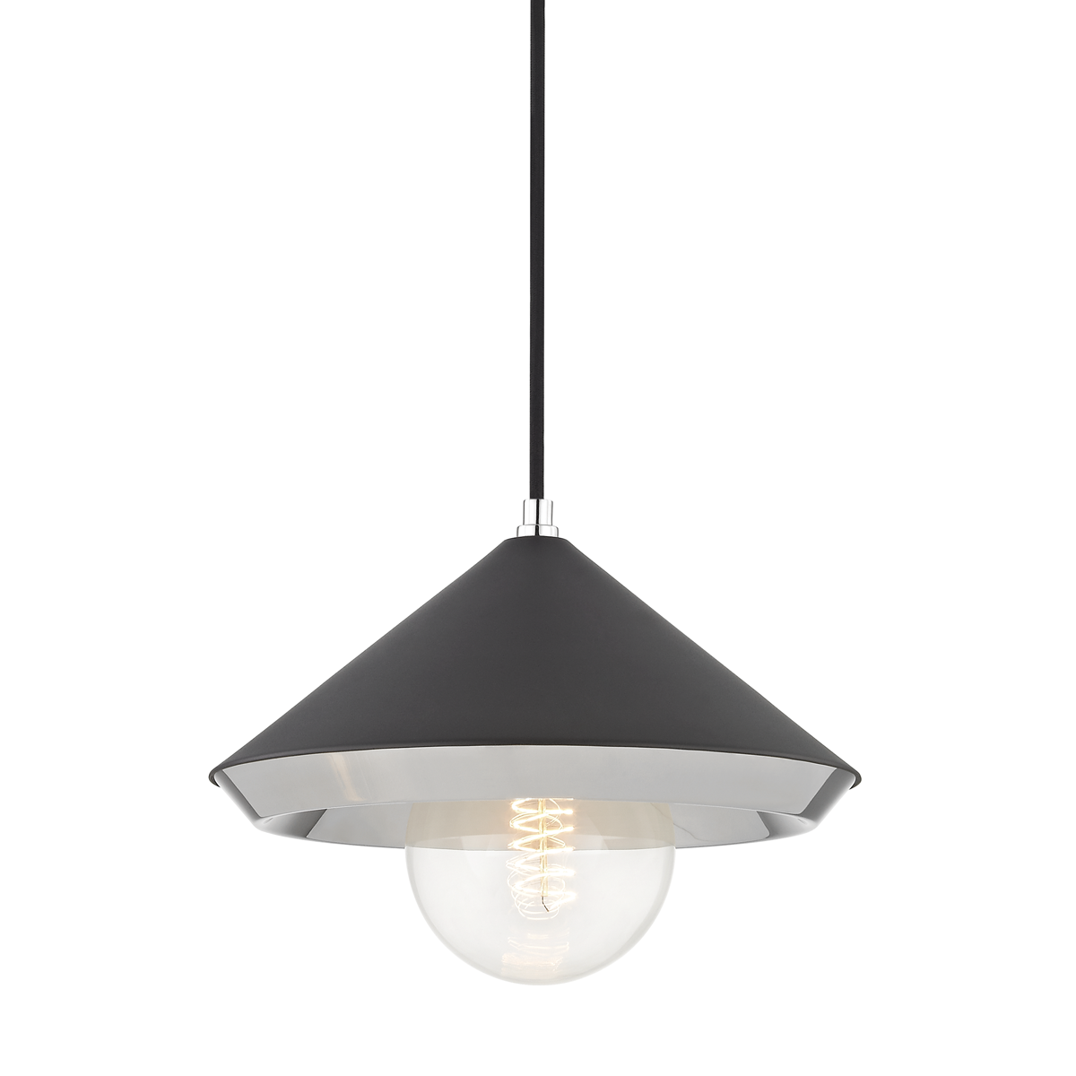 Mitzi 1 Light Pendant in Polished Nickel/Black H139701L-PN/BK