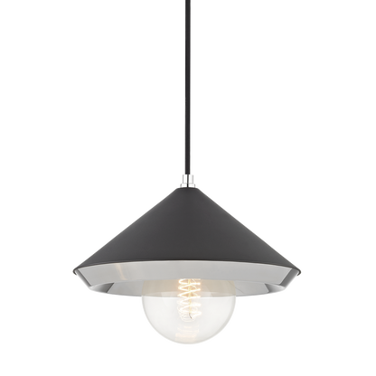 Mitzi 1 Light Pendant in Polished Nickel/Black H139701L-PN/BK