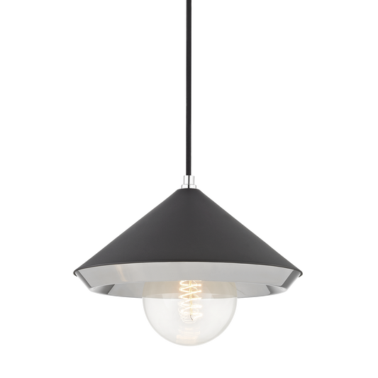 Mitzi 1 Light Pendant in Polished Nickel/Black H139701L-PN/BK