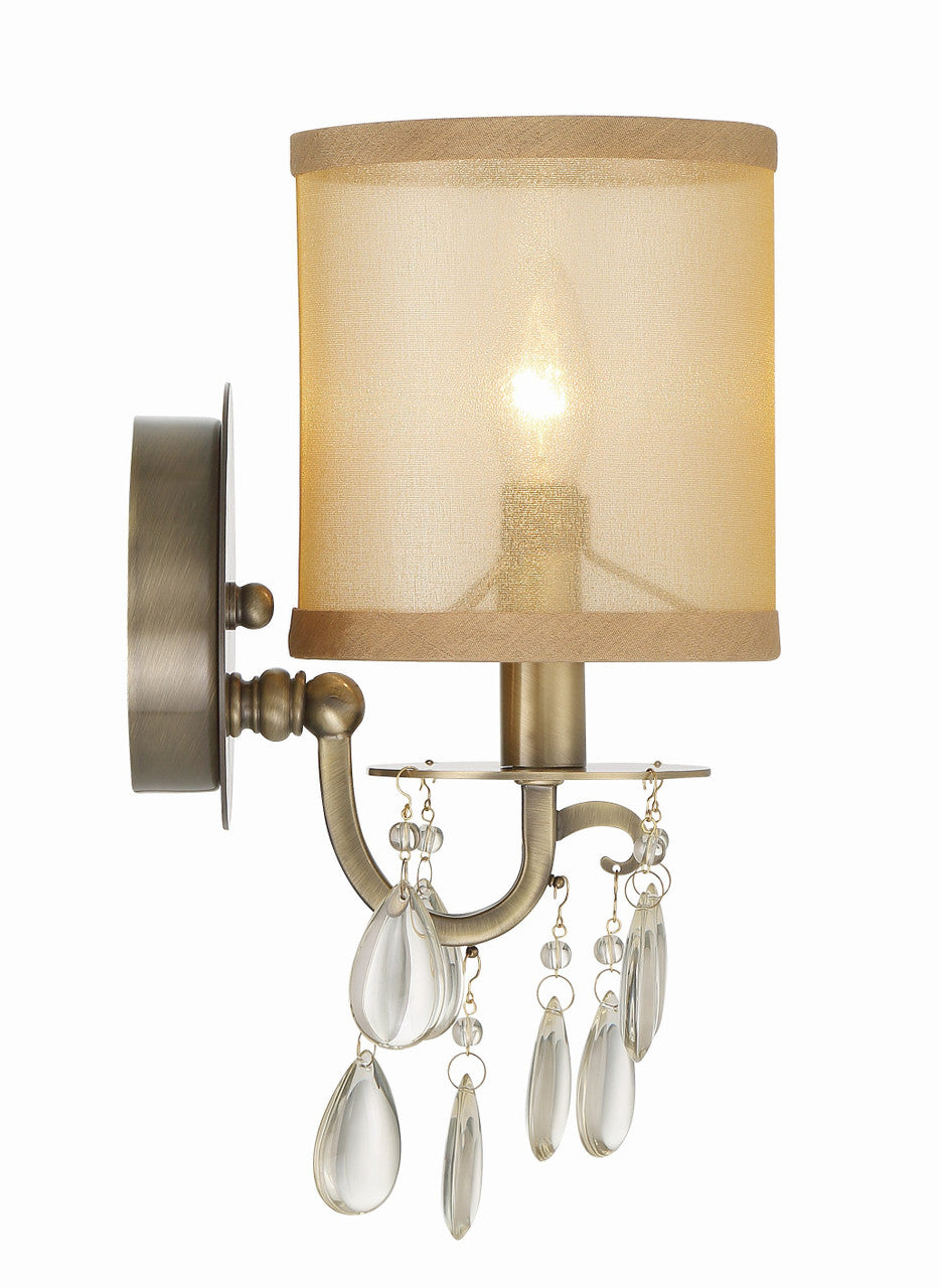 Crystorama Hampton 1 Light Antique Brass Wall Mount 5621-AB