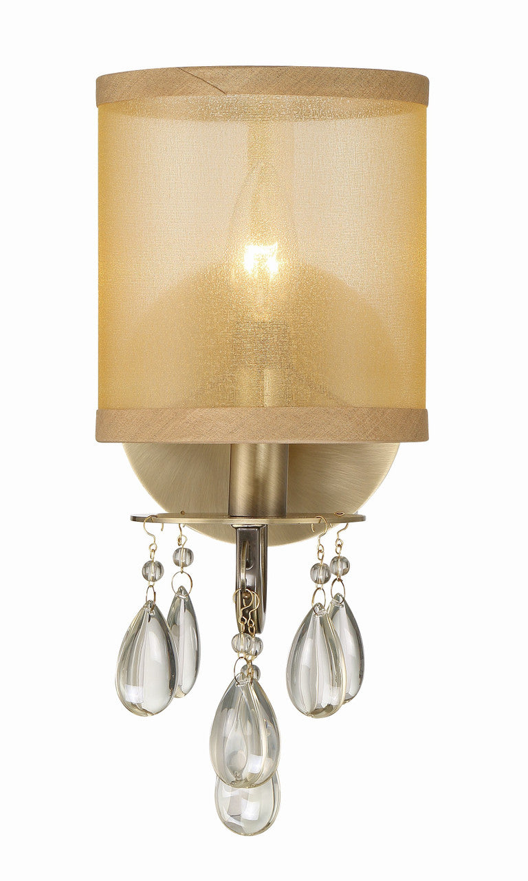 Crystorama Hampton 1 Light Antique Brass Wall Mount 5621-AB