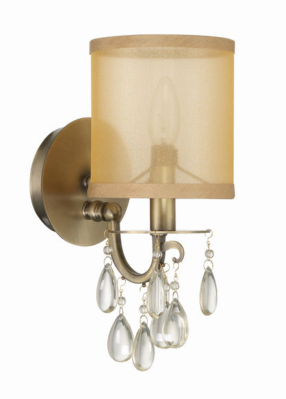 Crystorama Hampton 1 Light Antique Brass Wall Mount 5621-AB