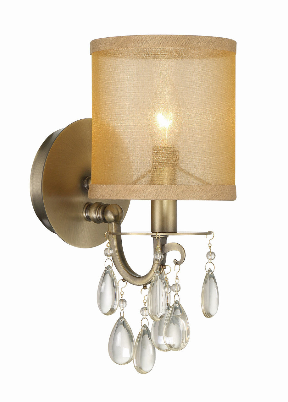 Crystorama Hampton 1 Light Antique Brass Wall Mount 5621-AB