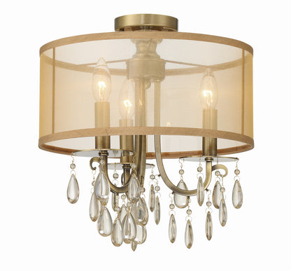 Crystorama Hampton 3 Light Antique Brass Etruscan Crystal Drum Shade Ceiling Mount 5623-AB_CEILING