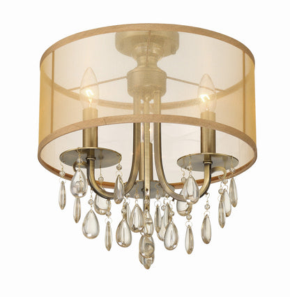 Crystorama Hampton 3 Light Antique Brass Etruscan Crystal Drum Shade Ceiling Mount 5623-AB_CEILING