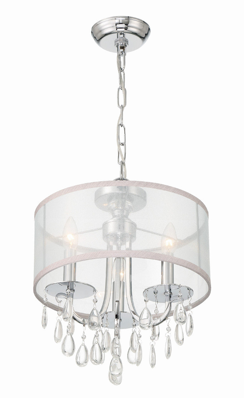 Crystorama Hampton 3 Light Polished Chrome Clear Crystal Drum Shade Mini Chandelier 5623-CH