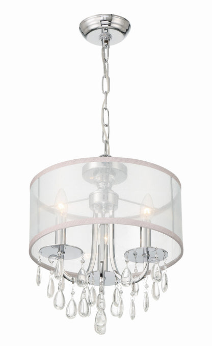 Crystorama Hampton 3 Light Polished Chrome Clear Crystal Drum Shade Mini Chandelier 5623-CH