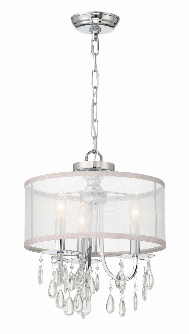 Crystorama Hampton 3 Light Polished Chrome Clear Crystal Drum Shade Mini Chandelier 5623-CH