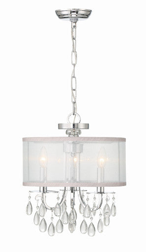 Crystorama Hampton 3 Light Polished Chrome Clear Crystal Drum Shade Mini Chandelier 5623-CH