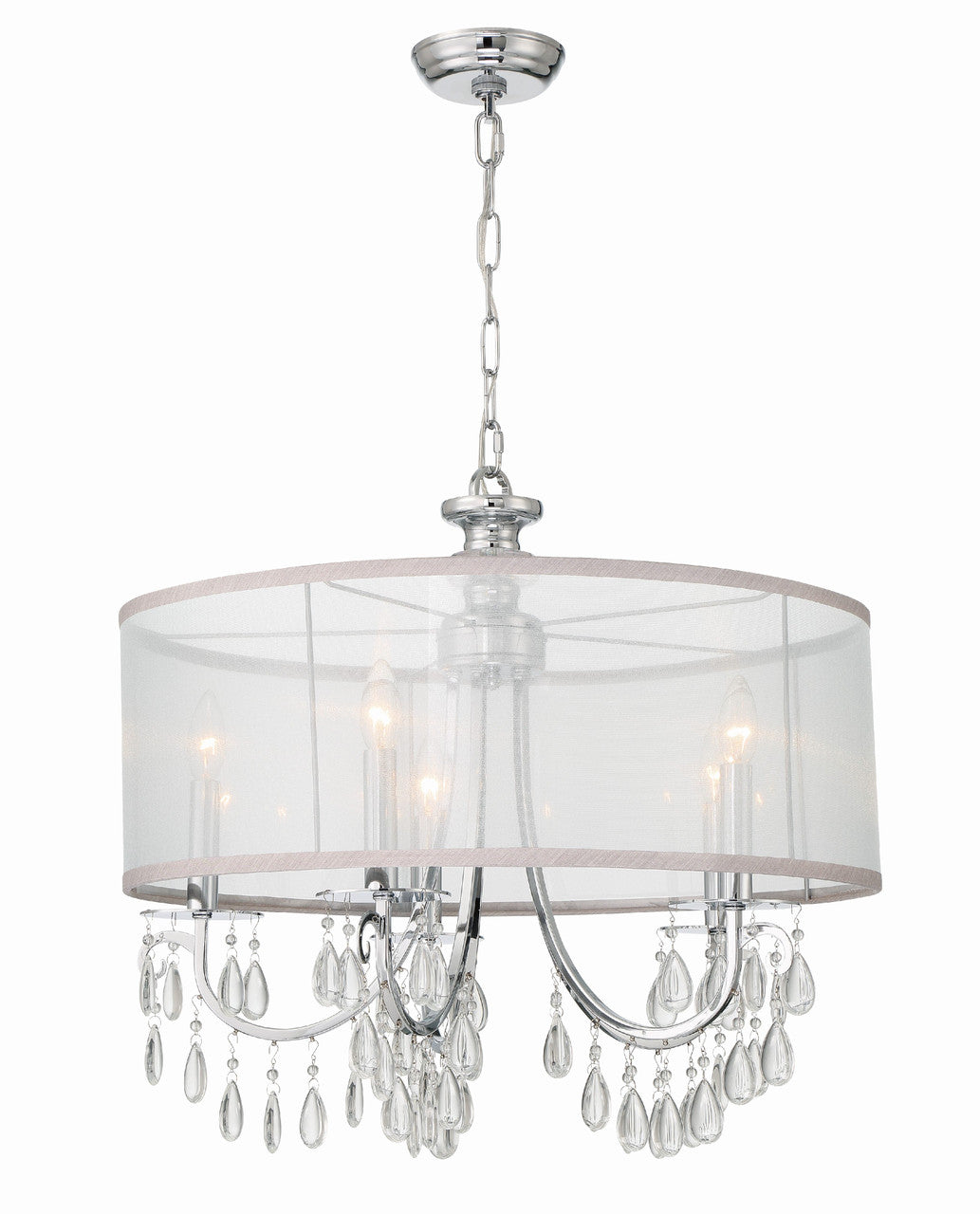 Crystorama Hampton 5 Light Drum Shade Polished Chrome Chandelier 5625-CH