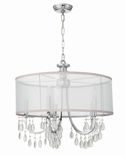 Crystorama Hampton 5 Light Drum Shade Polished Chrome Chandelier 5625-CH